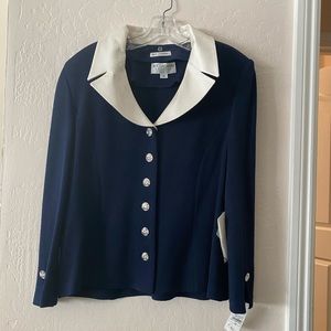 St. John Evening Marie Gray Size 12 Blue Jacket